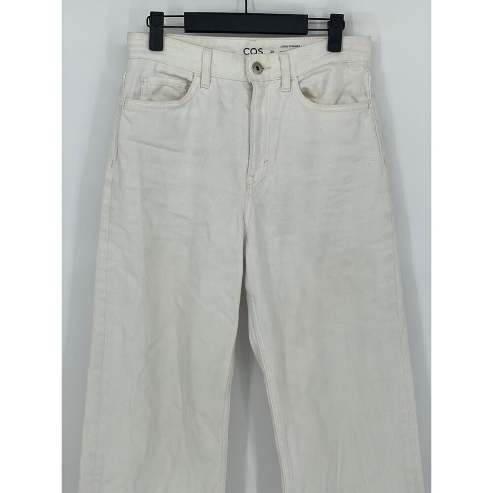 COS Women’s White Loose Fit Straight-Leg Denim High-Rise Jeans SZ 26 - Picture 3 of 11